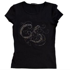 Strenesse By Gabriele Strehle Black Beaded Tee Shirt Size 6